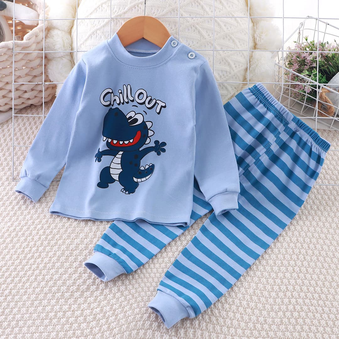 Children's Autumn Clothing Set New Pure Cotton Autumn Top Autumn Pants Boys' Autumn Pajamas Girls' Baby Homewear Kids' Clothing Wholesale