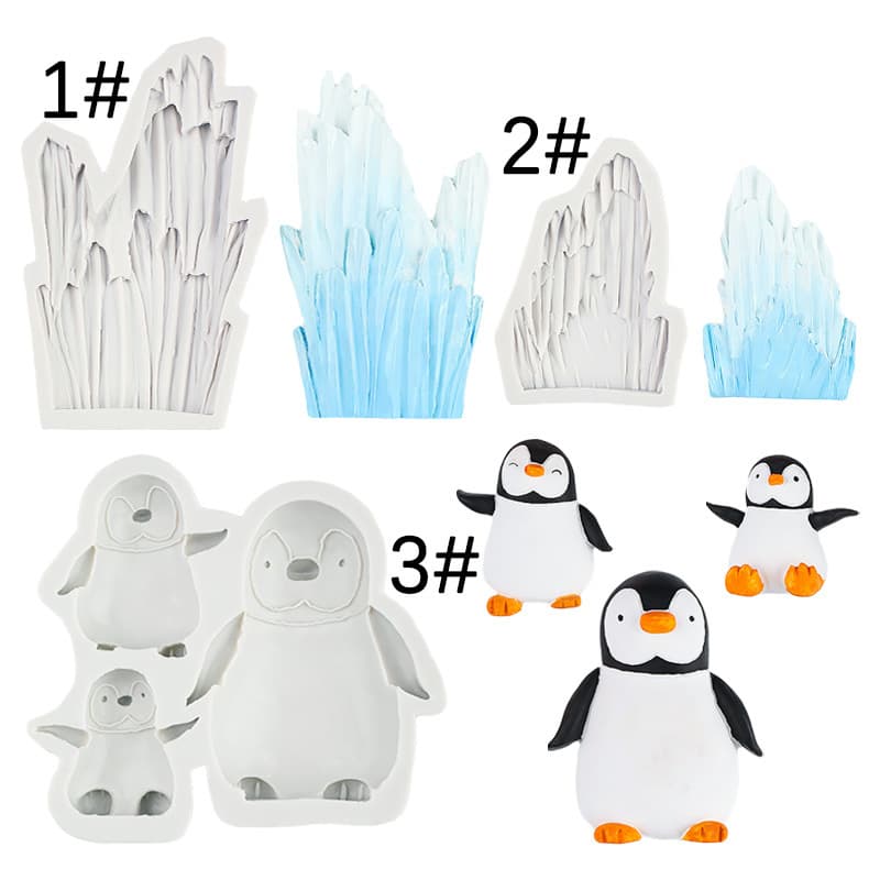 Penguin Iceberg Silicone Mold for Fondant Chocolate Cake Baking, Resin Casting, Aromatherapy Plaster, and Decorative Pieces