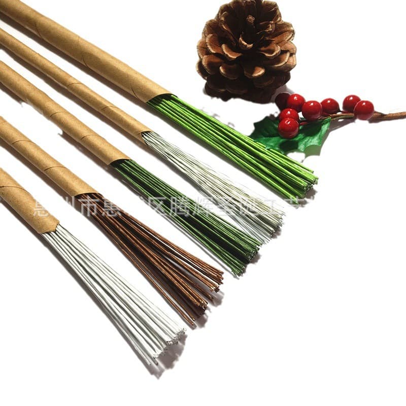 Handmade DIY Paper Rose Material Wholesale, Stem Iron Wire, Fresh Flower Green Iron Wire, Paper-Wrapped Iron Wire