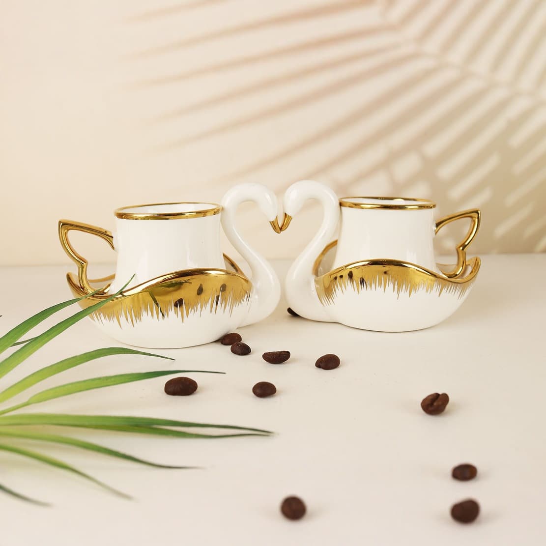 Cross-border High-appearance Coffee Cup Set Exquisite Afternoon Tea Cup Creative Creative High-end Swan Ceramic Coffee