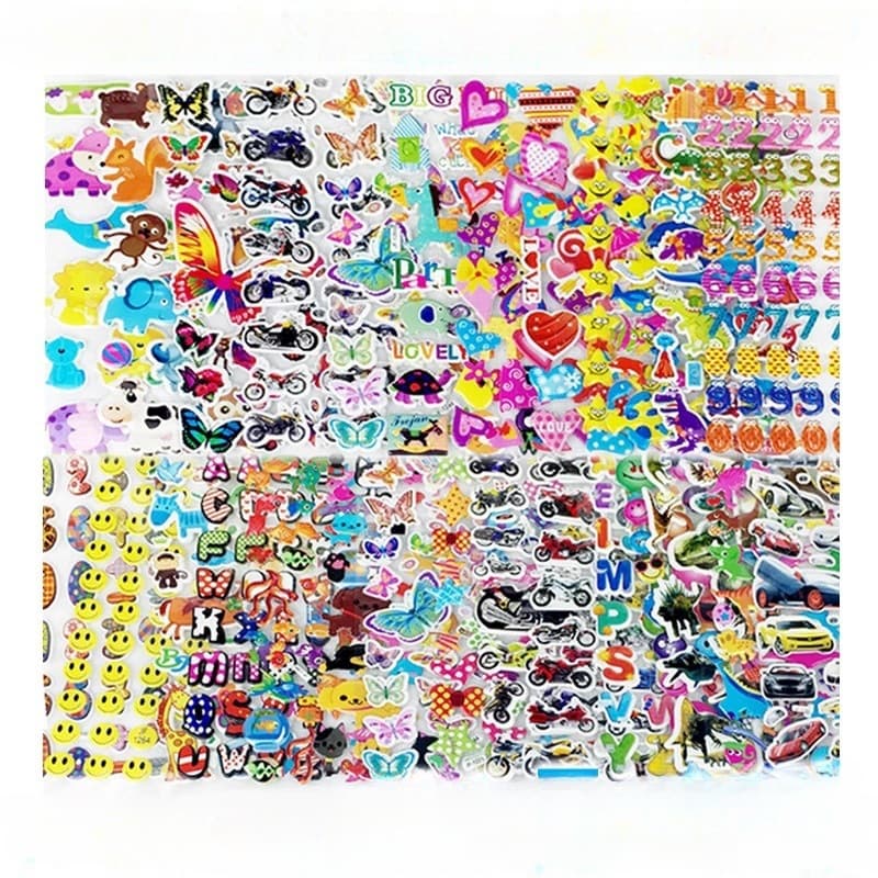 Children's Stickers Cartoon Animation 3D Stereo Bubble Stickers Kindergarten Reward Stickers Adhesive Paper