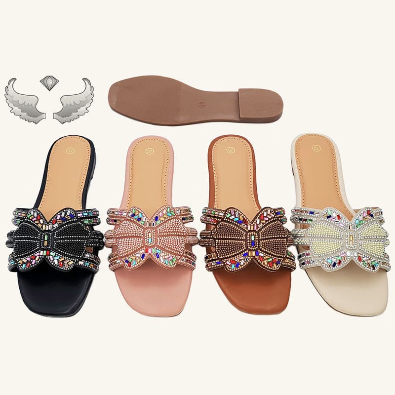 Belize New Wholesale Fashion Women's Shoes Rhinestone Flat Slippers Beach Shoes Hot Selling Slippers