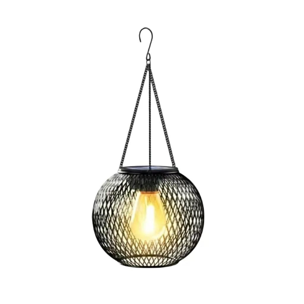 Amazon Solar Iron Art Lantern Retro Net Pendant Light Outdoor Garden Courtyard Decoration Hollow-Out Lantern Super Bright
