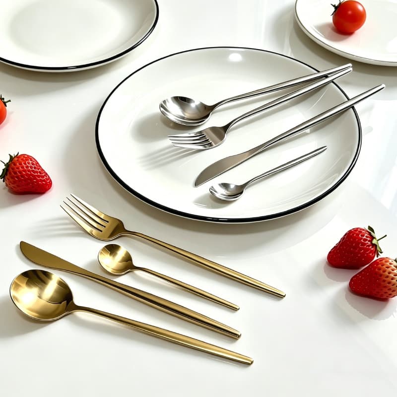 Portuguese Stainless Steel Knife Fork Spoon Set Gold Western Steak Knife Fork Spoon 4-Piece Cross-Border Set