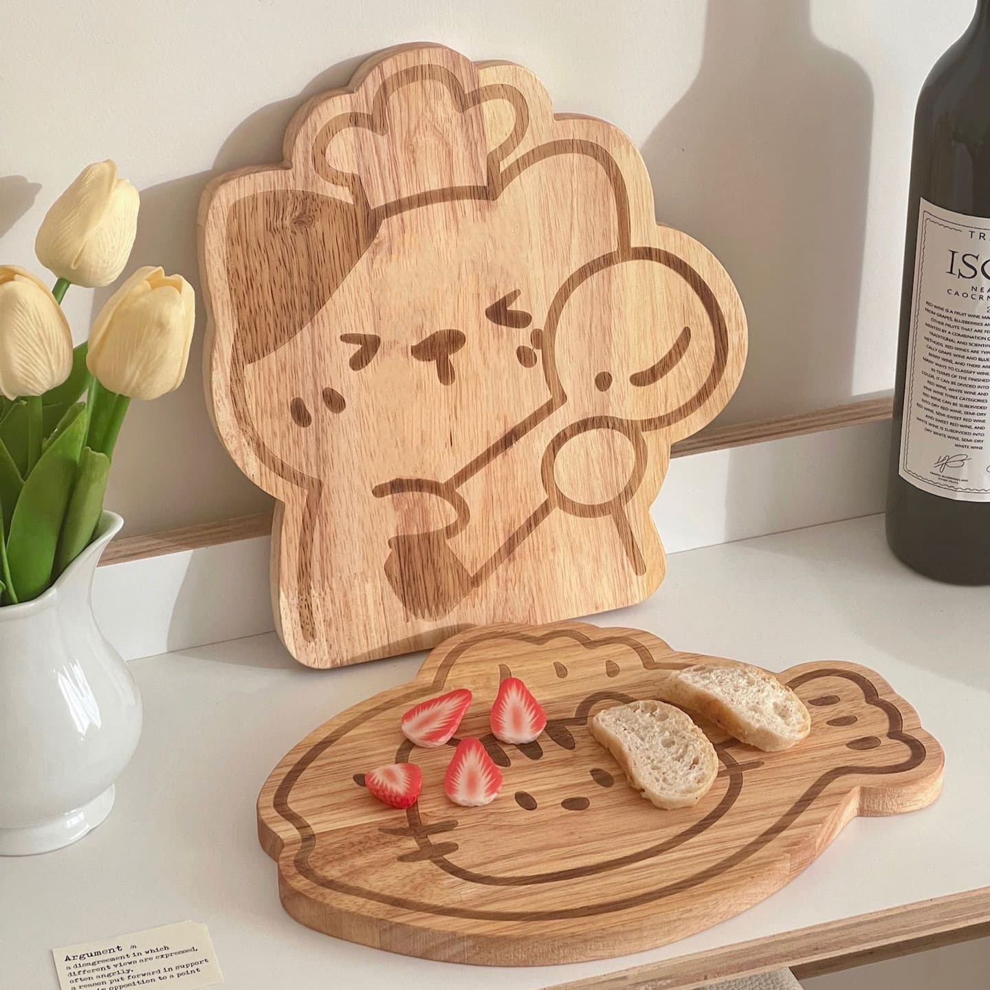 YUANJIN Yuan Hibiscus/Rubber Wooden Cutting Board Creative Cute Baby Food Supplementary Cutting Board Home Kitchen Necessary Fruit Cutting Board