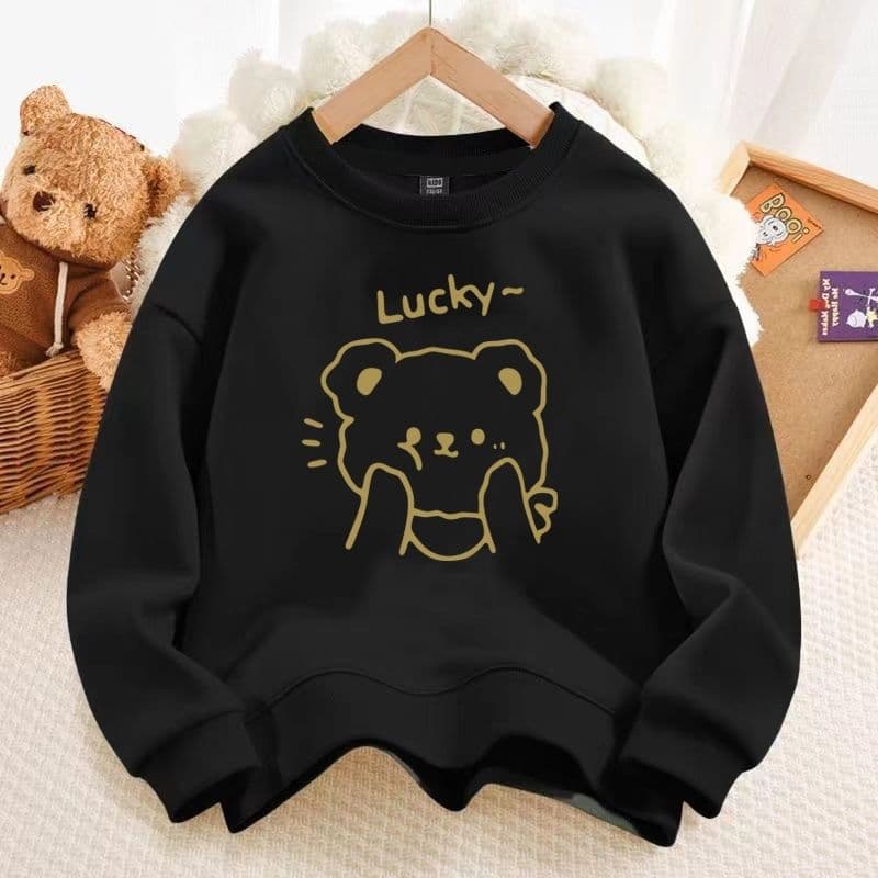 Crewneck Sweatshirt Autumn Winter Cute No-Hat Base Layer Kids Baby Toddler Children Loose Casual Long Sleeve Versatile