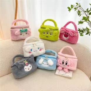 Japanese Plush Makeup Bag Cute Kirby Handbag Kuromi Cosmetic Storage Bag Girl's Heart Gift
