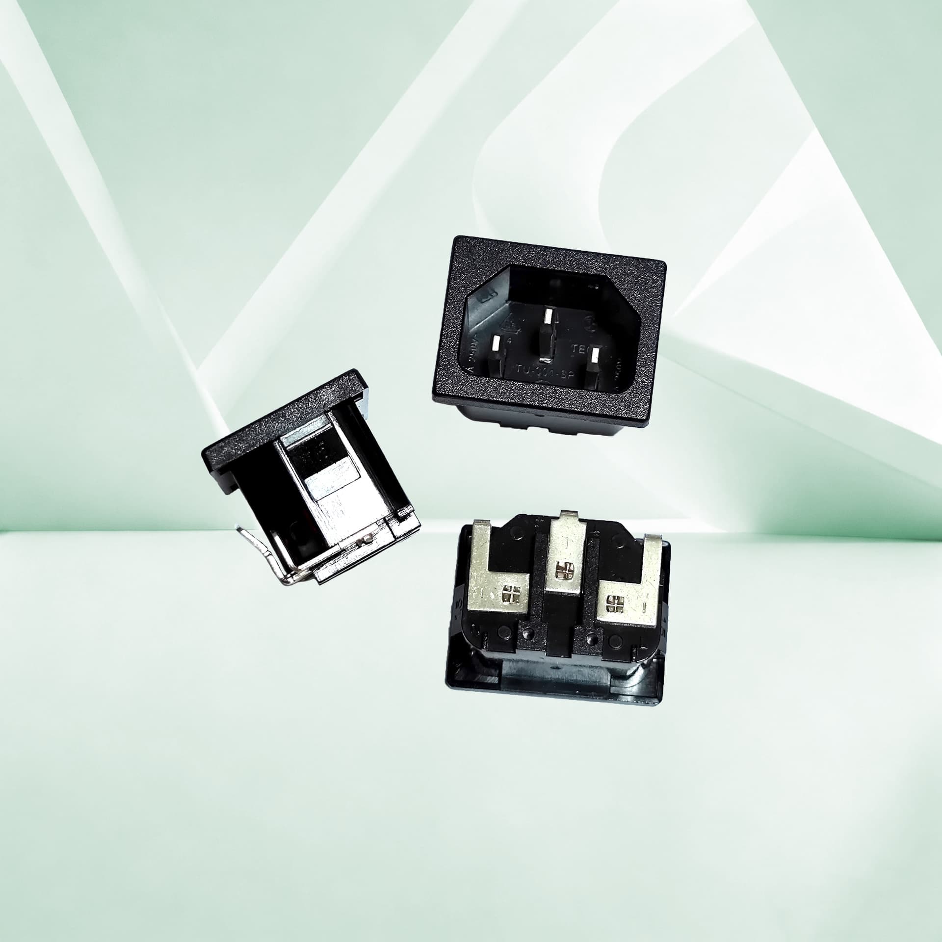 TU-301-SP All-Solid Copper IEC Socket Power Charger AC Socket 10A Bent Pin Solder Lead 1.5 Card