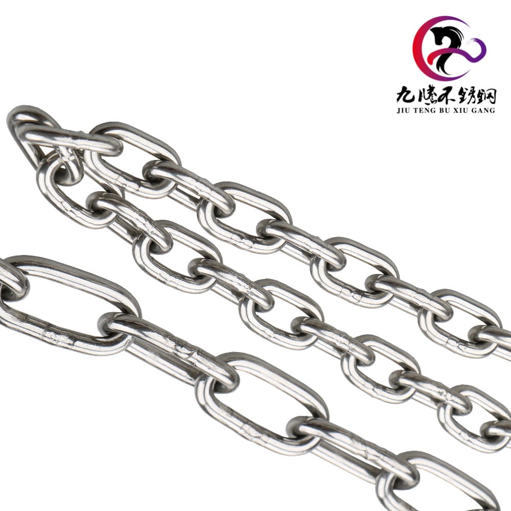 304 stainless steel chain for clothes drying racks, swings, pet lock chains, safety fences, G80 iron chains, galvanized figure-eight dog leashes.