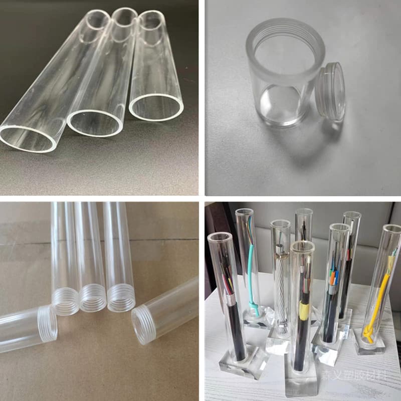 Wholesale retail production transparent acrylic tube plexiglass round tube laser bottom sealing drilling tapping flange