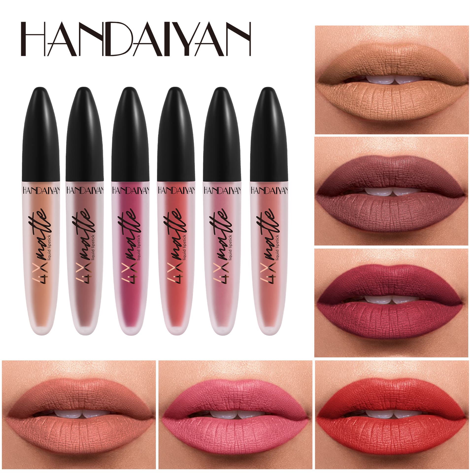 Cross-border matte lip glaze handaiyan non-stick cup lipstick four times long lasting waterproof non-fading wholesale lip glaze