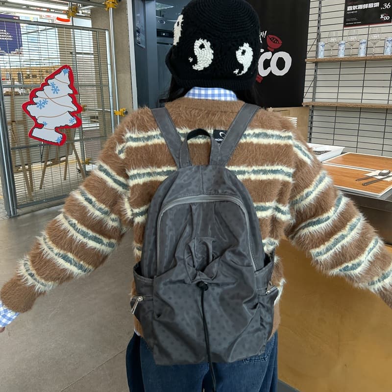 Korean-style Polka Dot Backpack for Women, Casual and Versatile School-style Backpack for Men, Lightweight Travel Backpack for High School Students