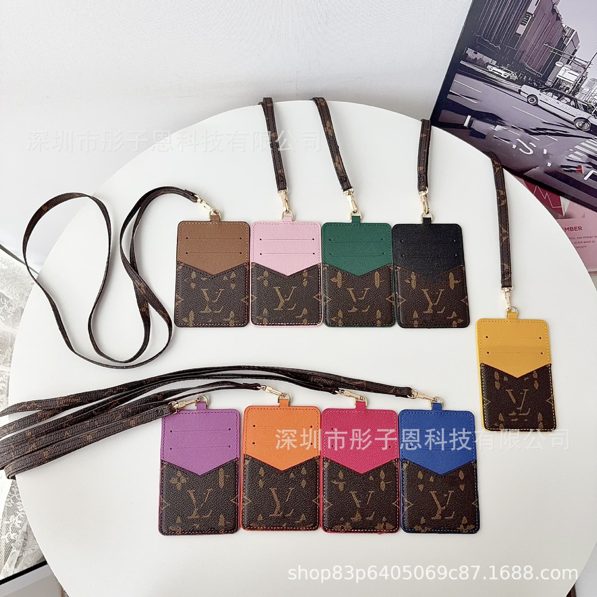 Monogram Lanyard Card Holder Fashion Card Case Hot Selling Cartoon Work ID Badge Holder Dual Card Card Case In Stock Multi-Functional Card Holder