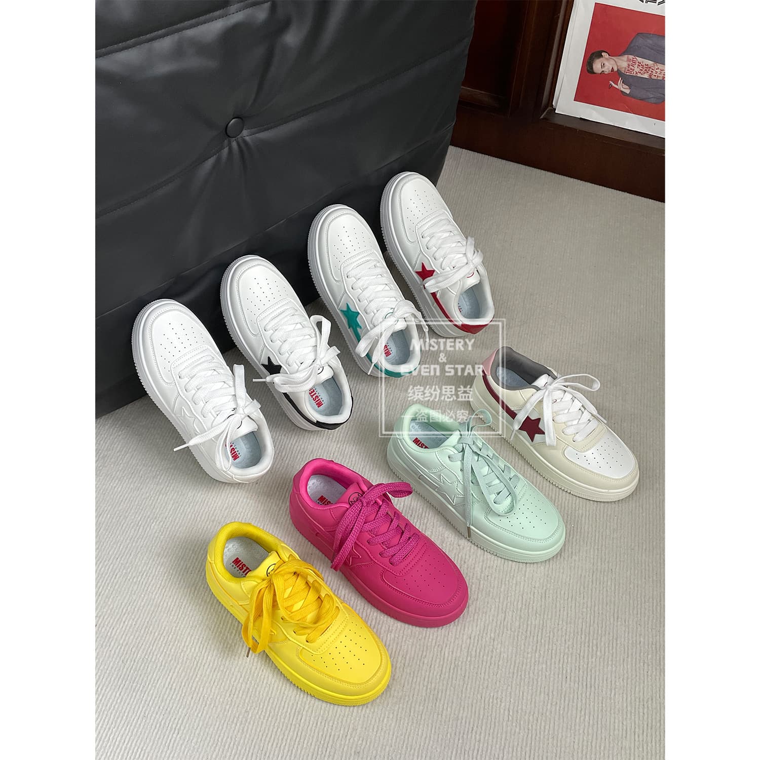 New hot sale 2024 new live stream star flats women versatile casual white sneakers MIS-3103