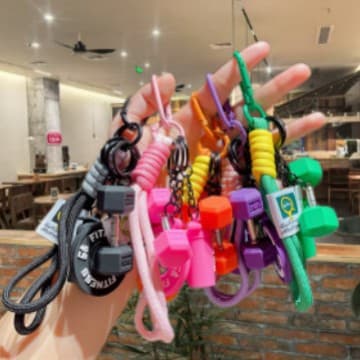 Cartoon Creative Fitness Equipment Mini Exercise Muscle Series Keychain Keyring Sports Gift Wholesale