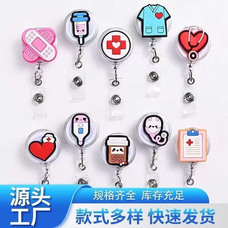 Cartoon Nurse Chest Badge Buckle Stretchable Pull Tabs Cute Id Tag Lanyard Buckle Easy-to-use Employee Factory Nameplate