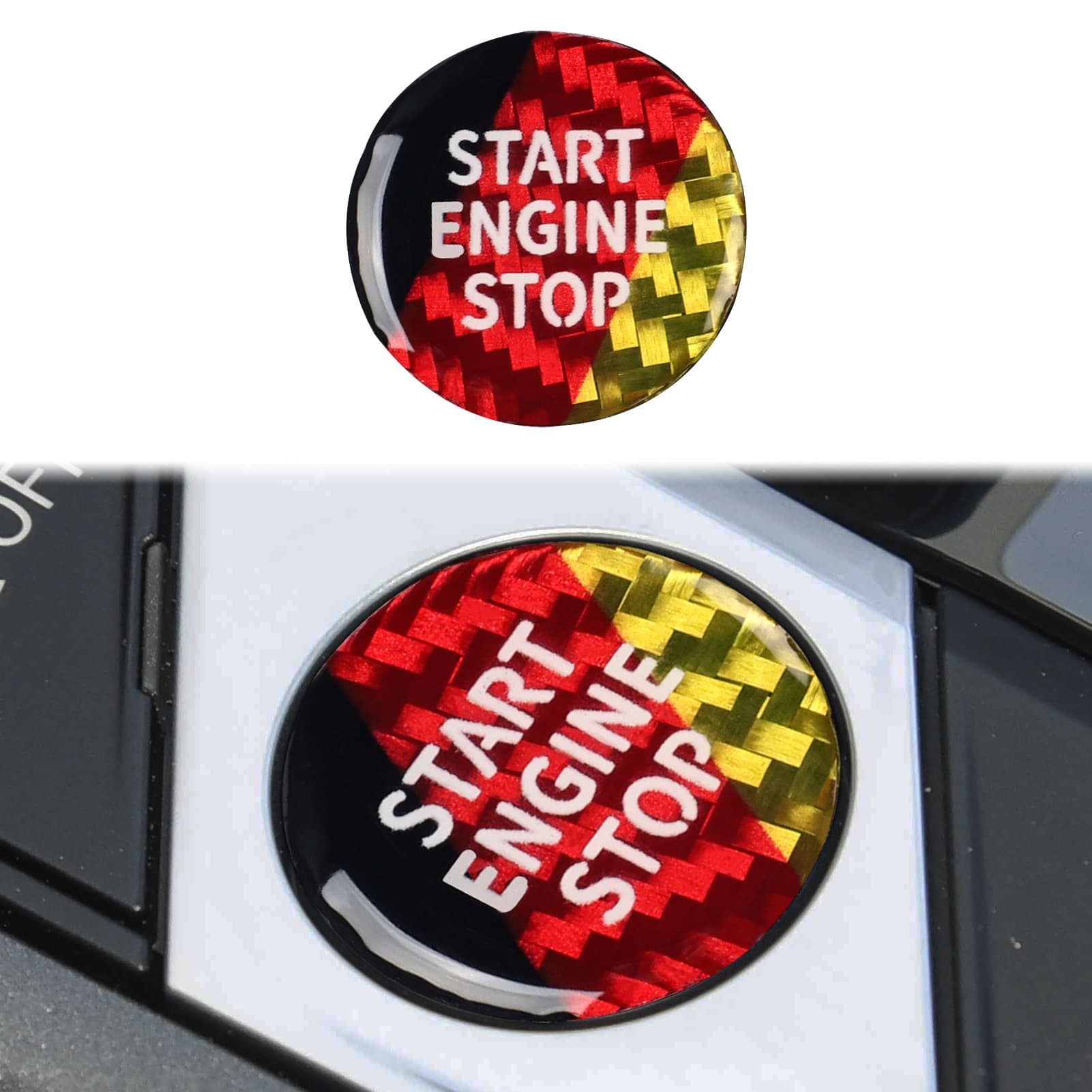 Suitable for Audi A4LA5A6LA7A3 one-button start sticker Q3Q5Q7 ignition button modified carbon fiber interior sticker