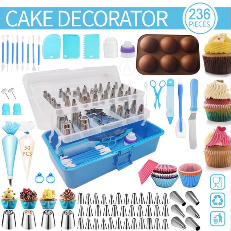 236-Piece Cake Decorating Tool Set Piping Nozzles Piping Bags Spatula Scraper Baking Tools