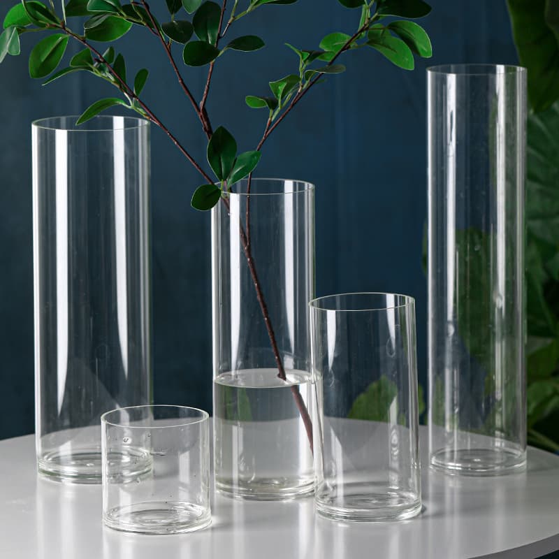 Amazon high borosilicate glass vase rich bamboo flower arrangement flowers simulation straight ornaments gift creative vase