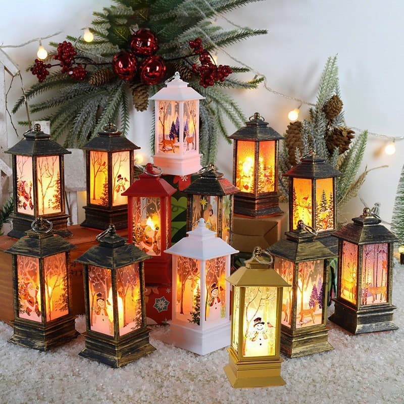 Christmas decorations, small lanterns, candle lamps, electronic snowman night lights, Christmas gifts, desktop ornaments