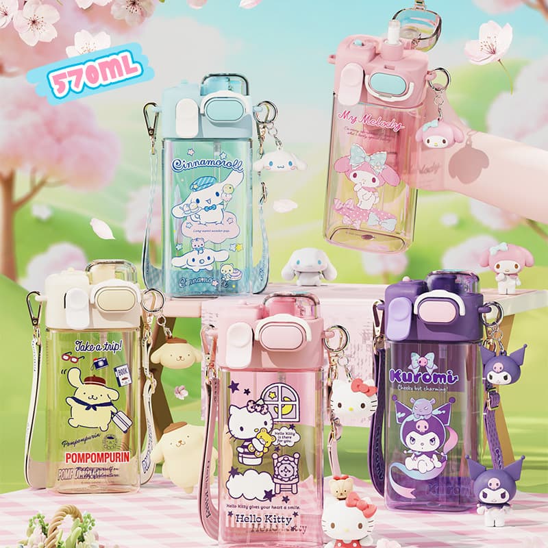 Sanrio Kuromi Spray Water Bottle for Girls 2026 New Style, Dual-Drink Straw Cup for Students and Kindergarten
