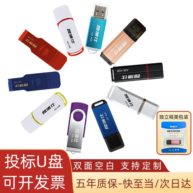 Wholesale small capacity bidding USB flash drive 2g 4g 8g gift USB flash drive colorful metal USB flash drive can have your own logo