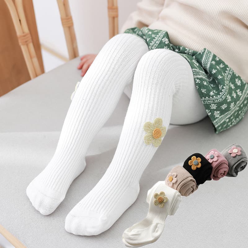 Spring and Autumn Cotton Baby Girl Pantyhose, Large PP Children's Leggings for Outerwear, Medium-Thick Toddler One-Piece Socks for Little Girls