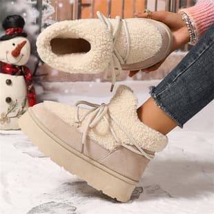 Thick Sole Cross-Strap 2025 Fall/Winter New Fashion Fleece-Lined Warm Short Ankle Snow Boots with Elastic