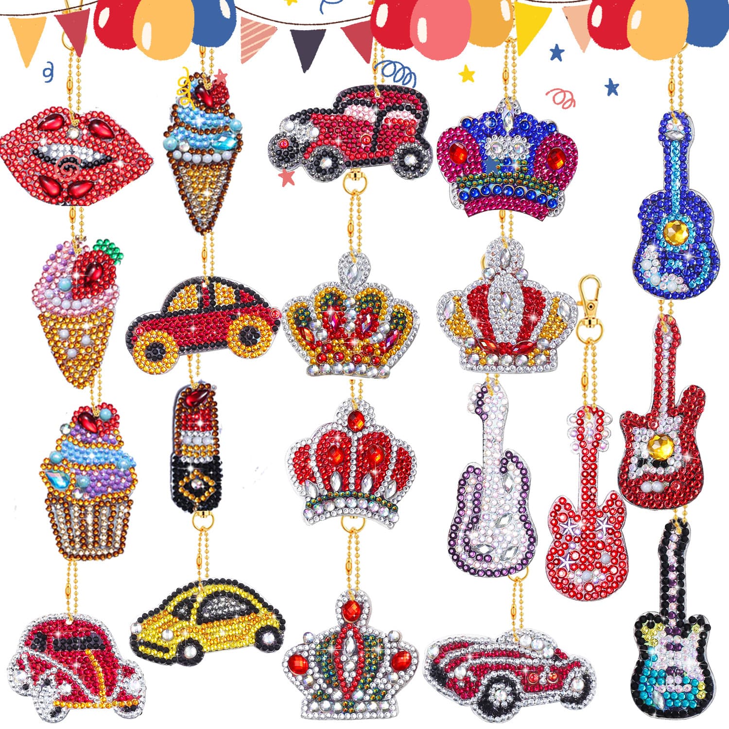 New Cartoon Shaped Diamond Painting Keychain Handmade Acrylic DIY Love Gift Decorations Suit