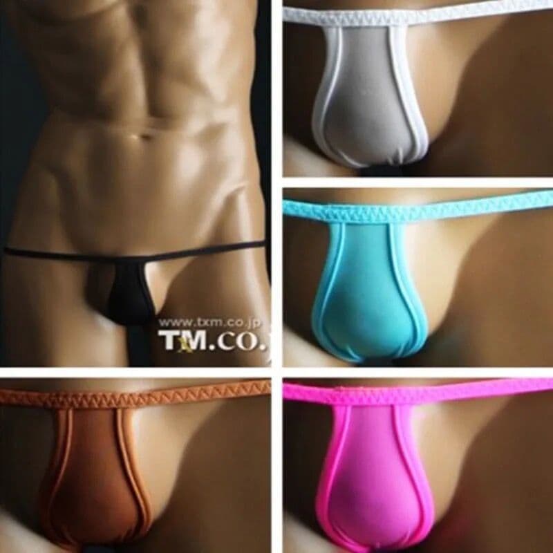 2021 New Men's Low Waist Sexy Thong Breathable T-pants One-piece Slim Strap Men's Underpants