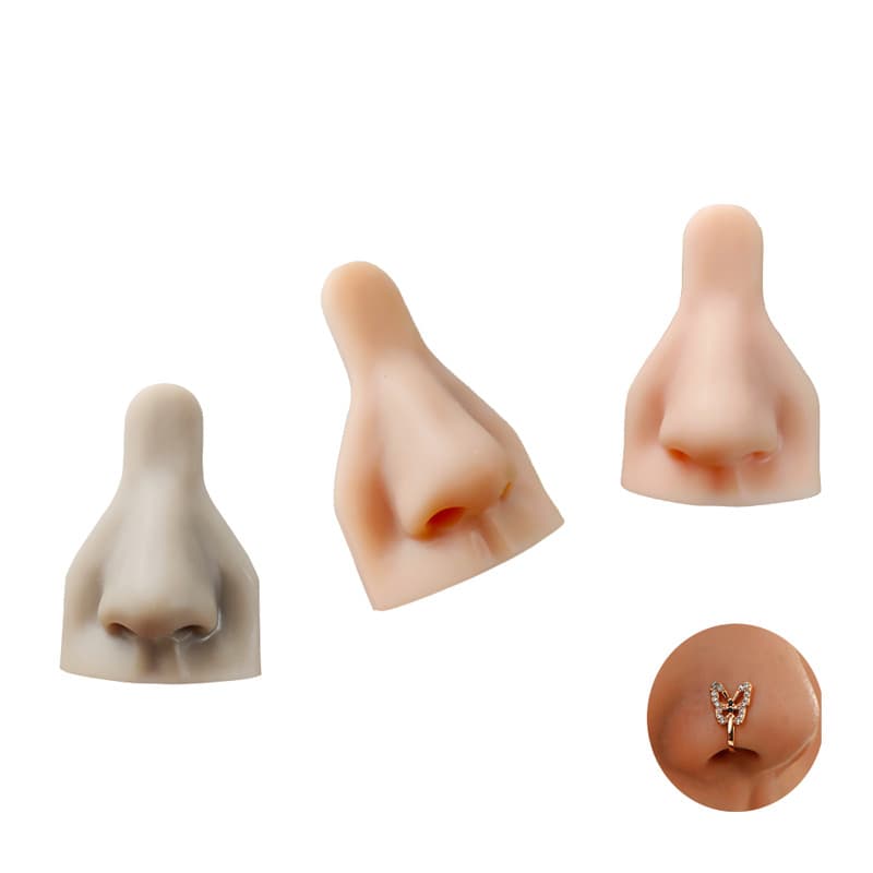 Simulated 3D Nose Silicone Module Fake Nose Nail Nose Ring Novice Practice Piercing Training Props Manufacturer Wholesale