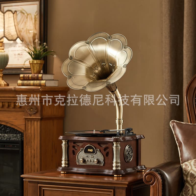 Retro Phonograph Living Room European Nostalgic Decor American-style Vinyl Record Player Vintage Turntable Creative Bluetooth Audio