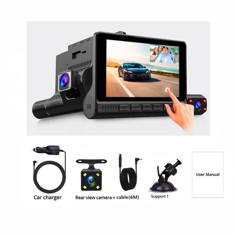 T909 New Jerry 5601 three-lens HD 4.0-inch IPS touch screen 1080P car driving recorder