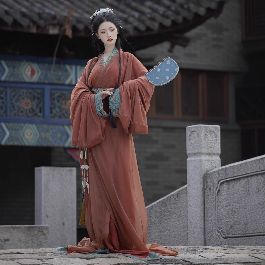 Fanyin Warring States Robe Hanfu Wei-Jin Style Adult Women's New Restoration Super Ethereal Trailing Straight Robe Ancient Costume Original