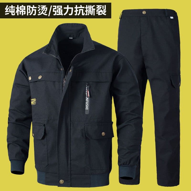 Spring Autumn Work Uniform Set Welding Construction Auto Repair Wear-Resistant Factory Coverall