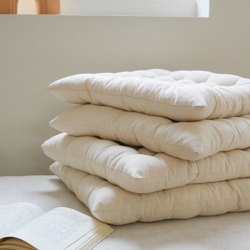 Four Seasons Simple Style Cotton Plain Multi-needle Cushions Square Autumn and Winter Butt Pads Thickened Cushions Chair Cushions