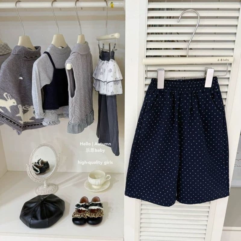 Original Design Girls' Autumn Winter New Navy Blue Wide-Leg Pants Casual Versatile Trousers Korean Style Cotton Seamless