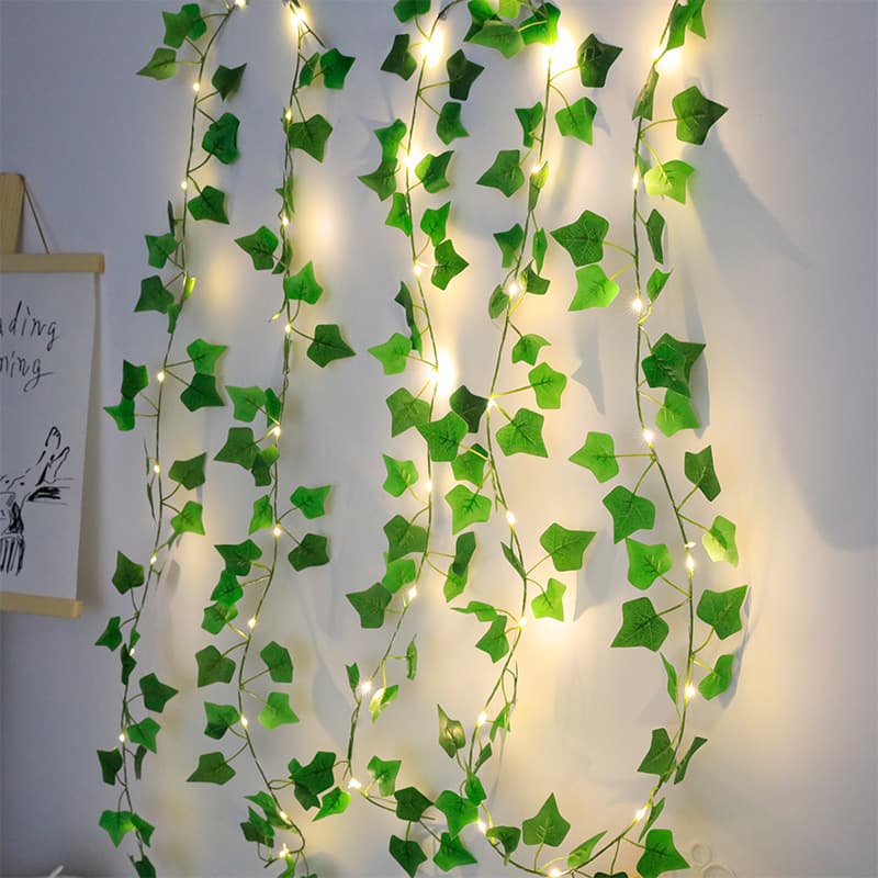 Cross-border LED Solar Green Leaf Vine String Lights Artificial Sunflower Greenery Outdoor Garden Holiday Decorative Lights