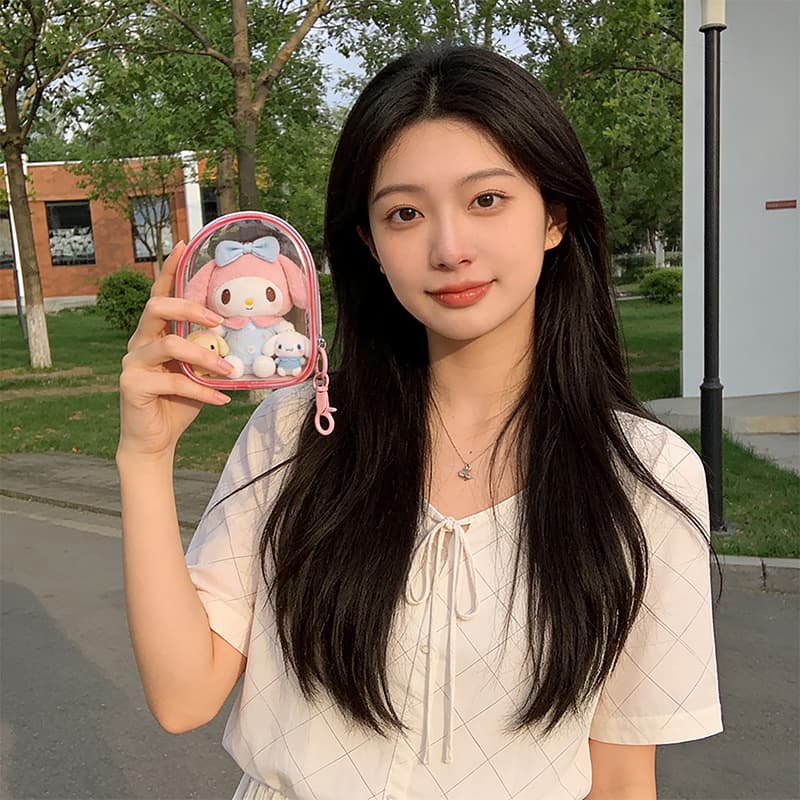 Transparent Soft Cute Baby Bag, Plush Storage Bag for Female College Students and Children, Ins-Style Decorative Pendant Bag