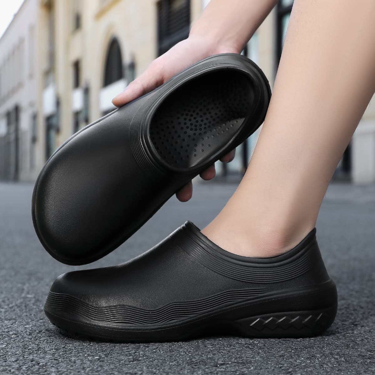 Chef Shoes Cross-Border Large Size Waterproof Oil-Proof Kitchen Shoes Men's Spring/Autumn Work Shoes Nurse Shoes Rain Shoes Women's Water Shoes Black