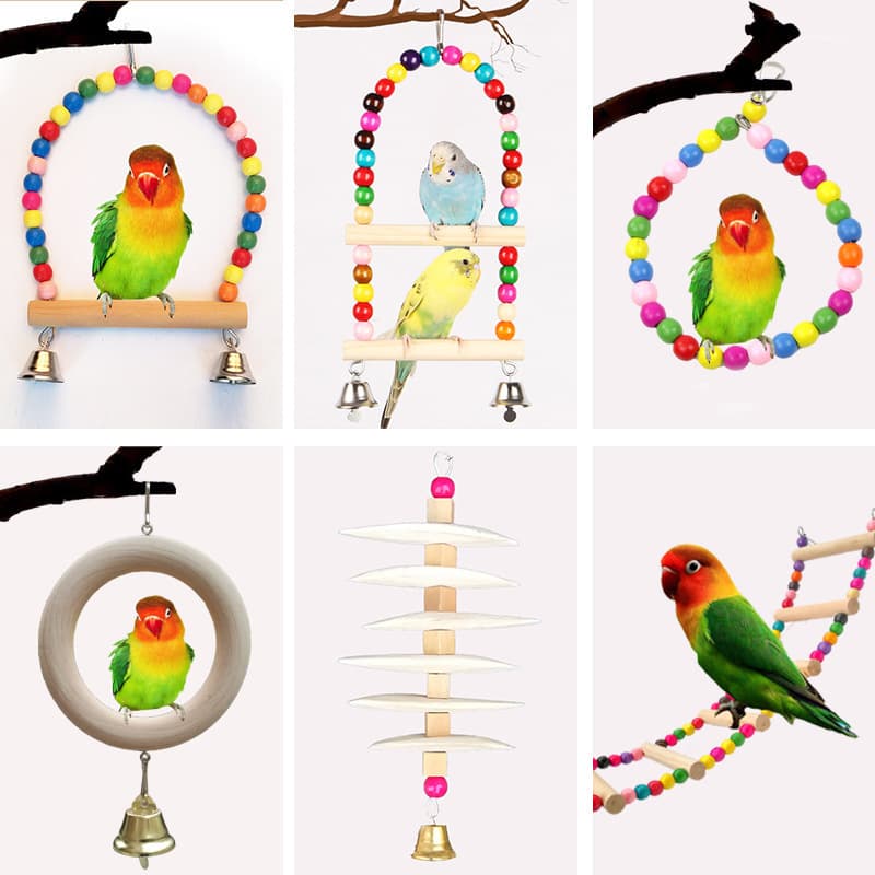 Parrot Toy Ladder Swing Parrot Bird Toy Stand Bird Supplies Stand Pole Ring Nibble Pet Supplies