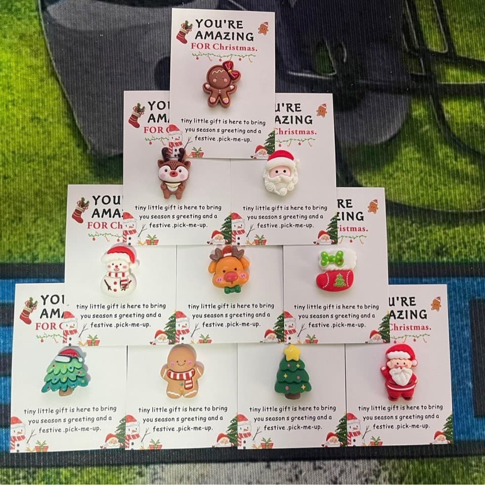 TEMU Cross-border Hot Recommendation Christmas Series Resin Pocket Greeting Card with Cute Pendant to Add Gratitude to Gifts