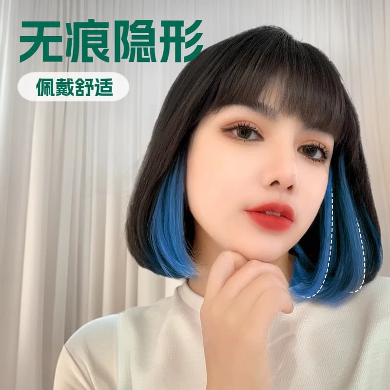 Xuchang Junmu color hair extensions wig internet celebrity natural age reduction gradient straight hair color extensions manufacturer wholesale