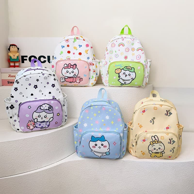 Children's Chiikawa Cross-border Cute Backpack, Lightweight Color-blocked School Bag for Kindergarten