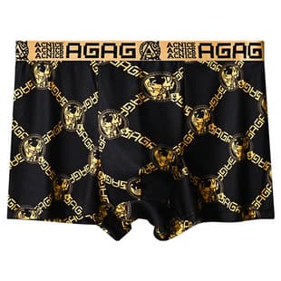 Camouflage Black Gold Print Men's Underwear Ice Silk Boxer Briefs Comfortable Men's Mid-Rise Large Size Breathable Four-Corner Shorts