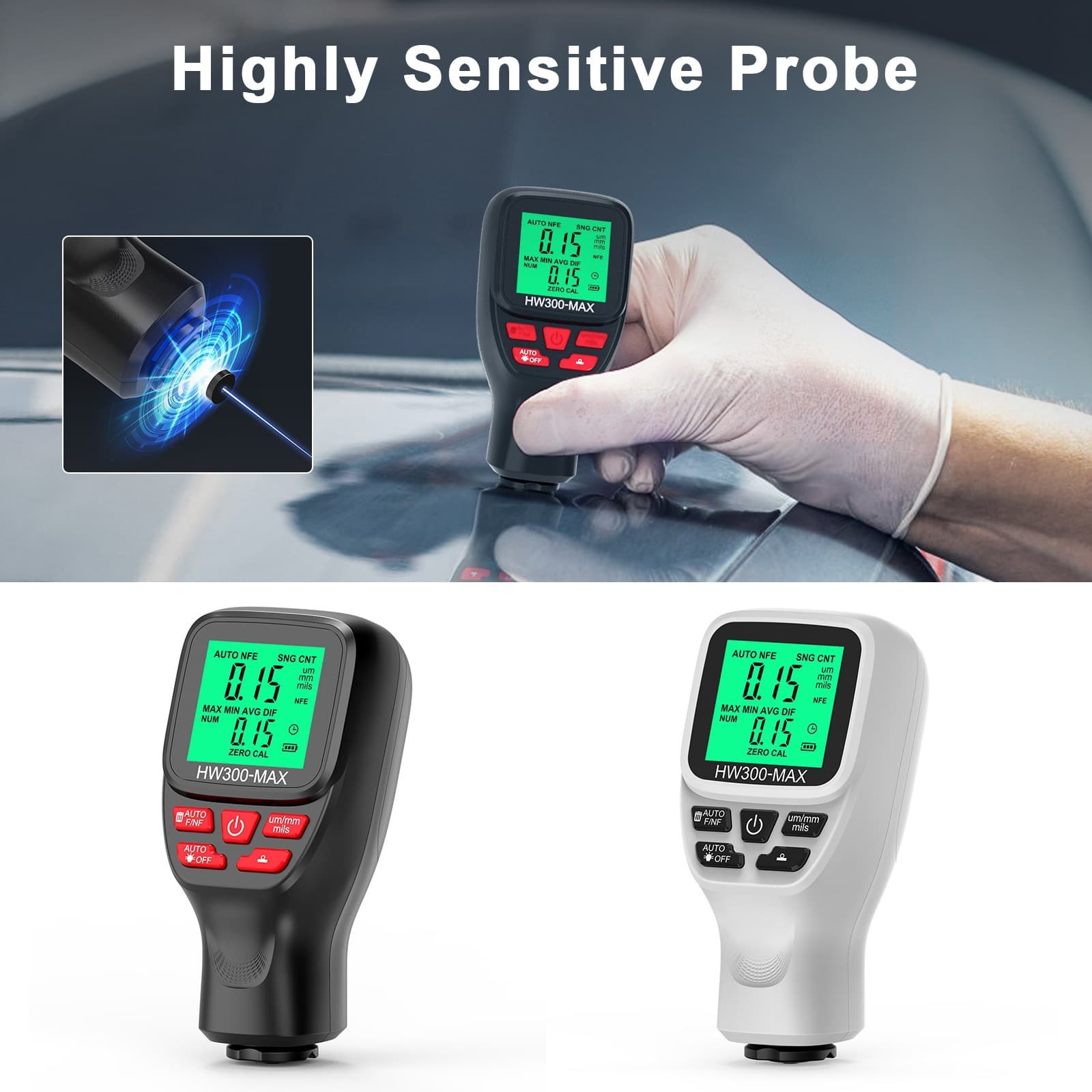 New High Precision Coating Thickness Gauge Anti-Slip Paint Film Meter Paint Powder Layer Thickness Gauge Dry Film Thickness Meter Cross-Border Direct Sales