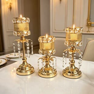 Cross-border European-style Light Luxury Crystal Glass Candle Holder for Chinese and Western Dining Tables, Home Romantic Candlelight Dinner Decoration