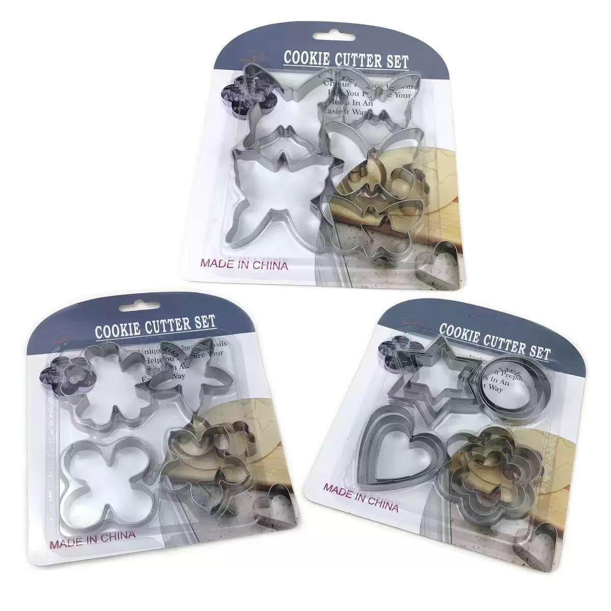 12-Piece Stainless Steel Cookie Cutter Set Baking Tools Heart Butterfly 5-Piece Home Baking Molds