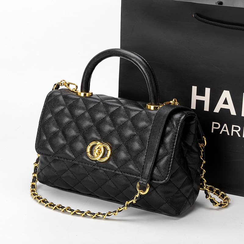 Women's Bag 2024 New Style Small Fragrance Diamond Quilted Chain Handbag Premium Caviar Crossbody Versatile Shoulder Bag