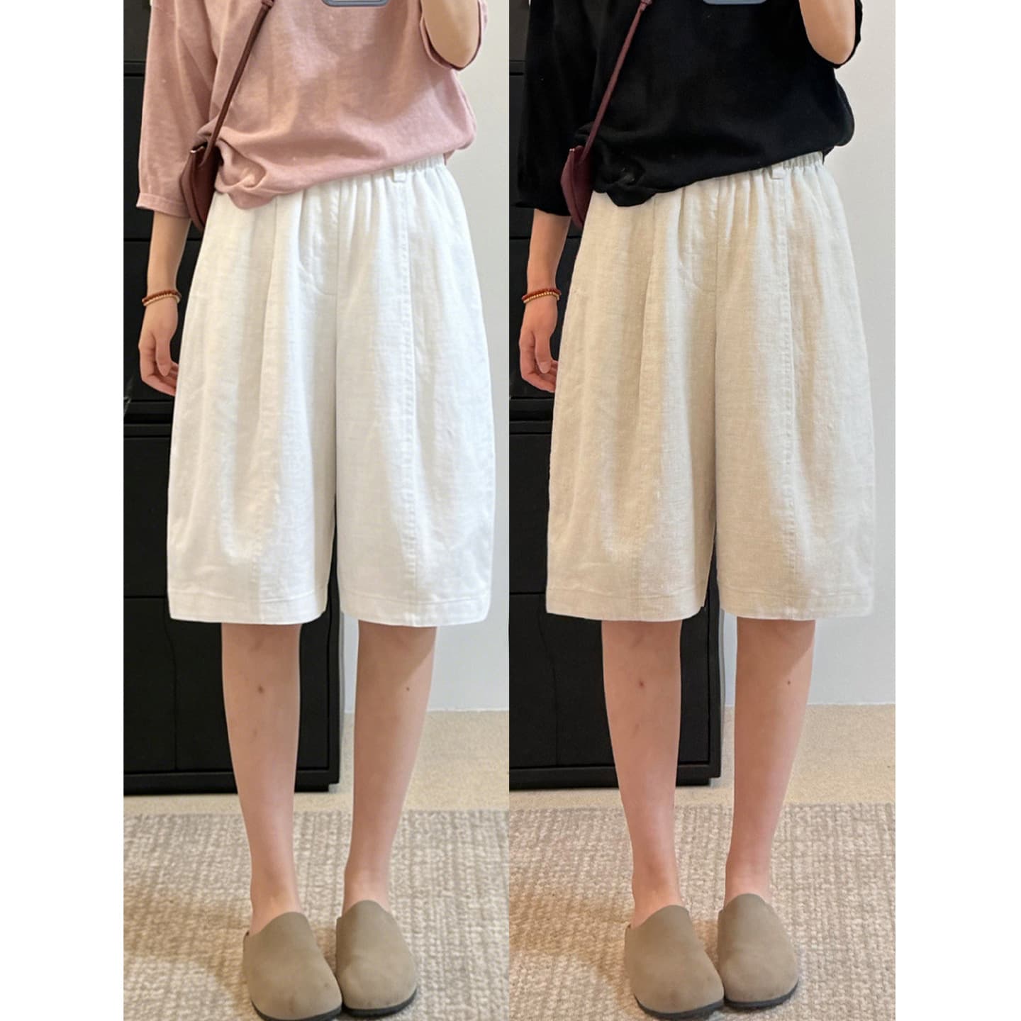 Old Money Style Linen Wide-Leg Mid-Length Shorts for Women Summer Thin 2026 New High Waist Slimming Relaxed Drape Casual Bermuda Shorts